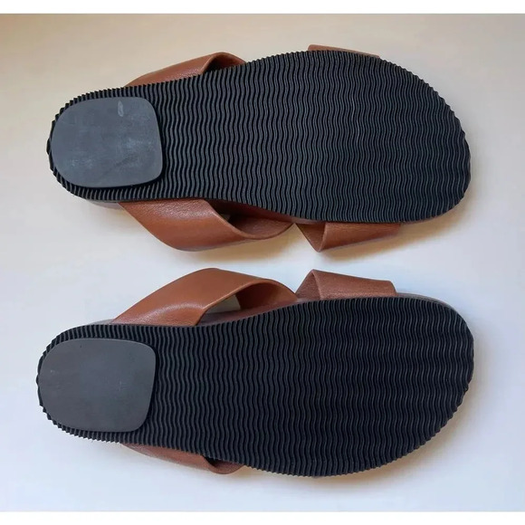 Johnny Was Brown Leather Sandal Slides Shoes 40 9 - Picture 5 of 5